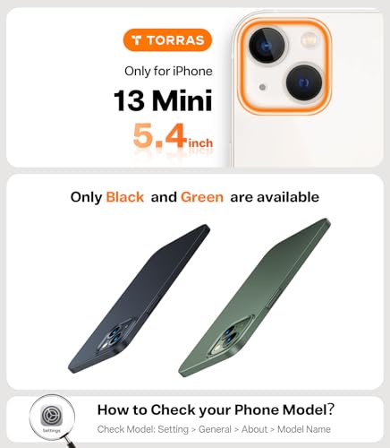 Image of TORRAS Slim Fit for iPhone 13 Mini Case Thin 6.3 inch Velvety Matte Black