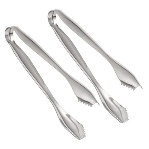 CIYODO 2pcs Mini Ice Tong Stainless Steel Sugar Tongs Versatile Kitchen Tool for Sugar Cubes Ice Cubes Lemon Slices Perfect for Party