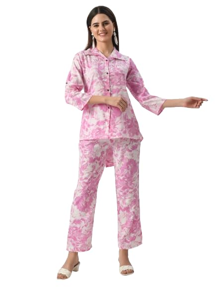 Image of Neysa Floral Print Cord Set (Shirt & Bottom Set) for Girls & Women | Women Flower Print Set | Women Printed Palazzo Set | Women Shirt Set | Women Cord Set.