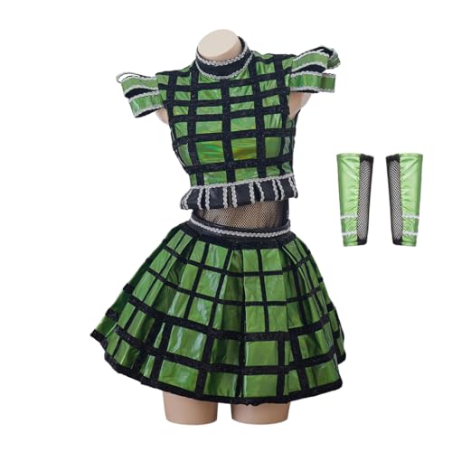 UUISHWQ Women Six The Musical Costume Anne Boleyn Green Stage Outfits Cosplay Anne Boleyn Halloween Outfits L