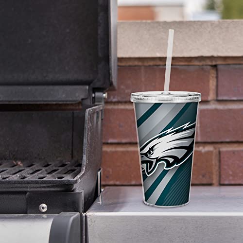 Image of Rico Industries NFL Football 16oz Clear Tumbler W /Straw for NFL Fans