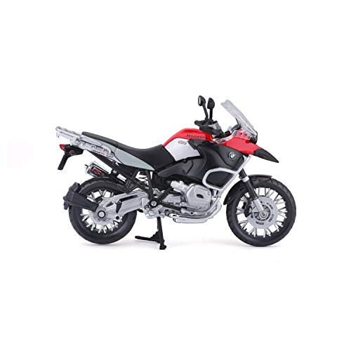 Bauer Spielwaren 2049753 Maisto BMW R 1200 GS: Originalgetreues Motorradmodell, Maßstab 1:12, mit Hinterradfederung und beweglichem Seitenständer, schwarz-rot (531157), Mittel