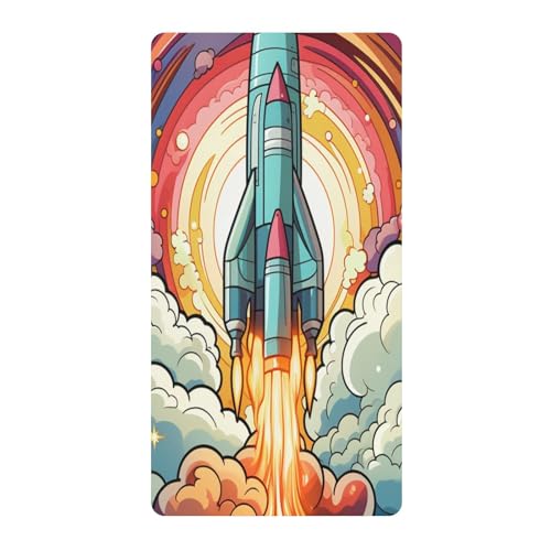 Cohete Espacial Nubes Cielo Sábana de Cuna para Niños Pequeños,Sábanas de Algodón Suave para Bebés Aptas para Colchón Corralito