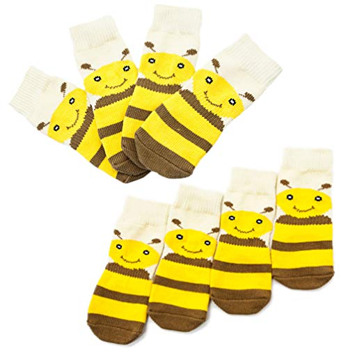 Roupas para cachorros-4pcs adoráveis ??meias listradas amarelas meias de algodão antiderrapante para