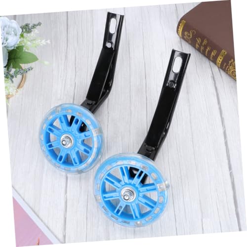 Zerodeko Ruedas de entrenamiento para bicicleta 18" con luces intermitentes y ruedas silenciosas auxiliares con soporte para estabilizadores de bicicleta miniatura 3