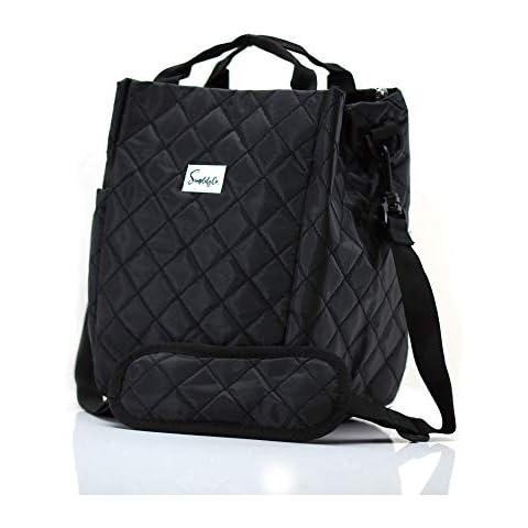 Quilted Polyester Insulated Lunch Bag w/Shoulder Strap & Drink Side Pocket Cover