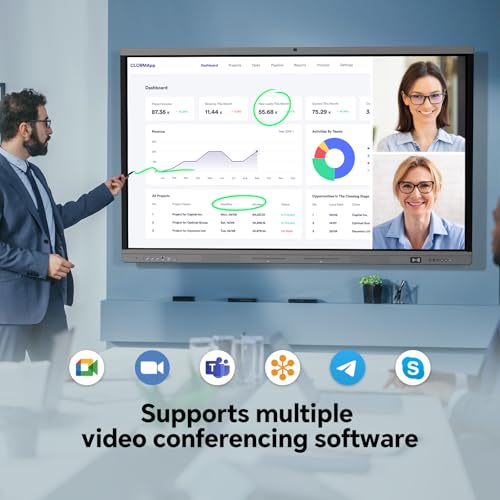 Image of 65 inch Smart Board, 4K Digital Whiteboard for Office, Hybrid Work & Classrooms, Google EDLA-Certified Interactive Whiteboard with Android 14, OTA Updates & Open Apps Ecosystem, 8+128GB Storage