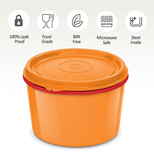 Image of MILTON Microwow Stainless Steel Lunch Container, 500 ml, Orange