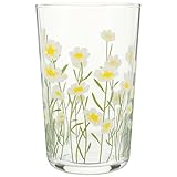 Amosfun Taza de Vidrio Transparente para Café y Té, Diseño Floral de Margarita, Base Plana, Vaso Retro para Bebidas Calientes y Desayuno Diario