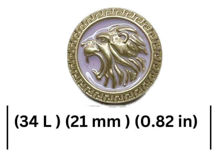 Image of Abs Golden 3D Lion Head Shank Button Embedded Enameled Lucite Round Abs Button for Blazer Suits Coat Bandhgala DIY Art & Crafts (Pack of 8 Small, Pink Lucite)