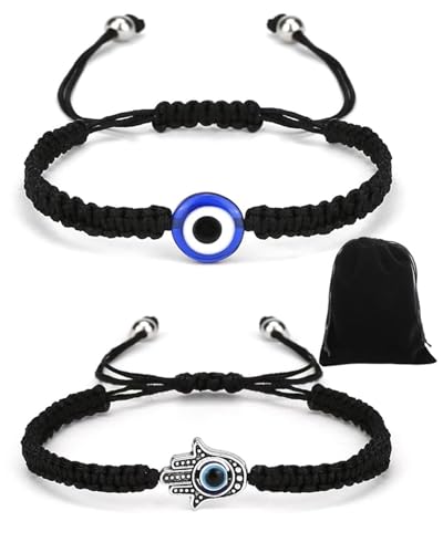 FDCGAS 2 pcs Pulsera Evil Eye Pulsera Trenzada a Mano collar de ojos azules...