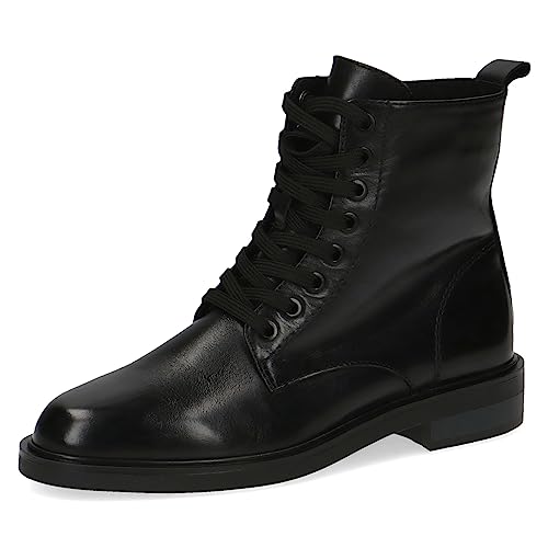 CAPRICE Damen Stiefeletten zum Schnüren aus Leder mit Reißverschluss, Schwarz (Black Nappa), 37 EU