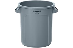 Rubbermaid Brute: 10-Gallon Gray Plastic Trash Can for Outdoor, Home, Garage Use