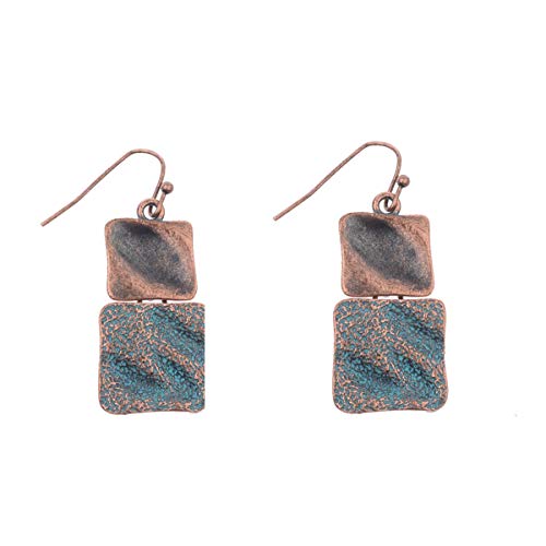 Pendientes de señora vintage hacen viejo bronce vintage vintage cuadrado cuadrado irregular cóncavo moda pendientes pendientes