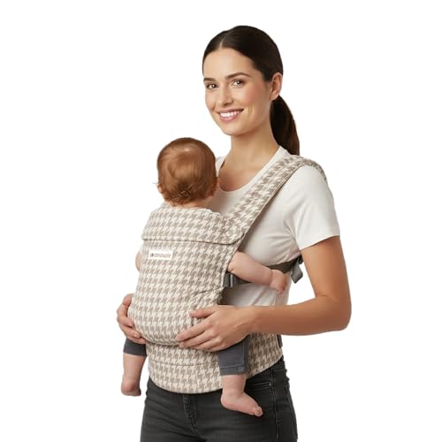 Manowie Baby Carrier - Forward & Back Facing Multi Position 3 Months Plus Babies & Toddlers Ergonomic & Supportive Waist Design Adjustable Straps Supports 744 lbs (3.220 kg) - Cream Dogtooth