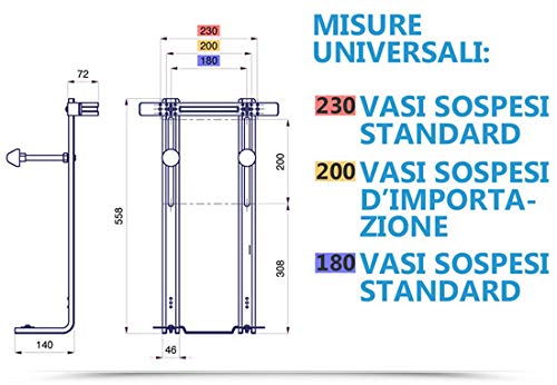 Bagno Italia Soportes para instalación de sanitarios suspendidos soportes universales para inodoro y bidé
