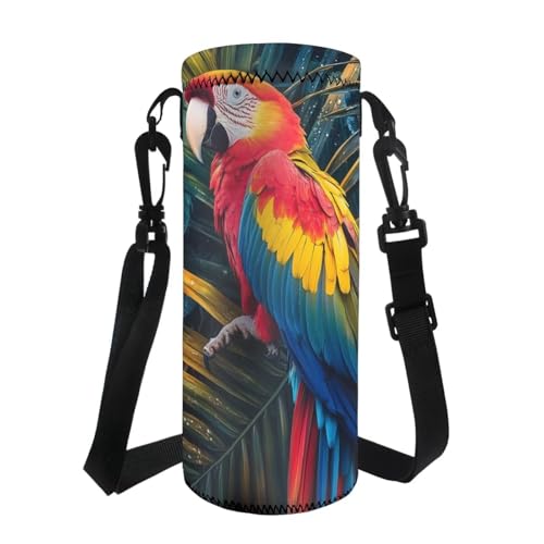 Tiasarato Bolsa ligera para botellas de agua con correa ajustable para gimnasio, senderismo, ciclismo, escuela, adolescentes, amantes del deporte, Parrot, Organizador de bolsas
