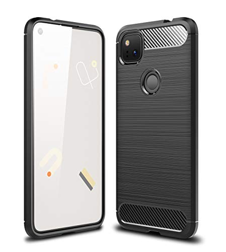 Google Pixel 4a Case, Cruzerlite Carbon Fiber Texture Design Cover Anti-Scratch Shock Absorption Case for Google Pixel 4a (2020) (Black)