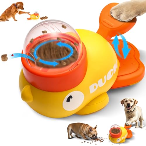 2 in 1 Dispenser per Cani D'anatra, Giocattolo Interattivo a Forma Di Anatra, Gioco Dispenser Cibo per Cani,Previene La Difficoltà Di Deglutizione E Contribuisce a Migliorare Le Capacità Intellettive