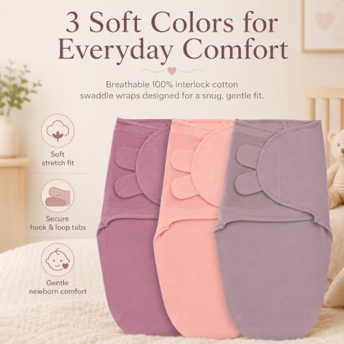 Image of Swaddle Blanket Wrap, 3-Pack Organic Newborn Swaddle Sack, Swaddles 0-3 Months, Swaddles for Newborns, Sleep Sack, Swaddle Blanket Wrap