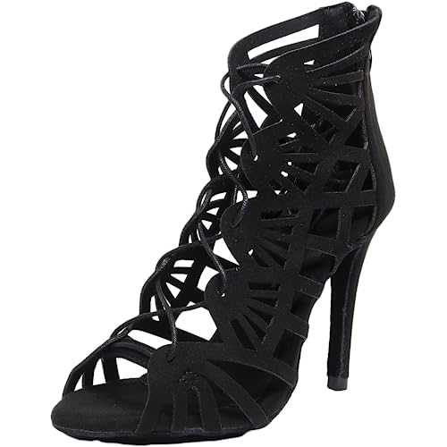 Chaussures de danse latine pour femmes avec talon de 11cm et lacets élégants