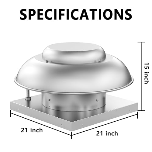 Image of Roof Mount Direct Drive Makeup Air Unit - 21 inch Downblast Supply Fan, 1 /6 HP 115V, 1160 CFM, ETL Listed