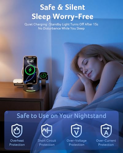 Acer 3 in 1 Wireless Charging Station for Apple, Strong Magnetic Charger for iPhone, Magesafe Charger, Fast Charger Stand Compatible with iPhone 17, Apple Watch, AirPods (Non-Battery, with Adapter) - image 6