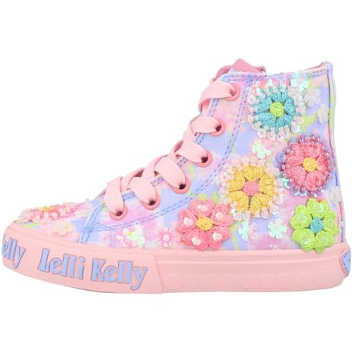 Eloise Mid Shoes Lilac Canvas Multicolor Beads Sequins Floral Design Kids High Top4