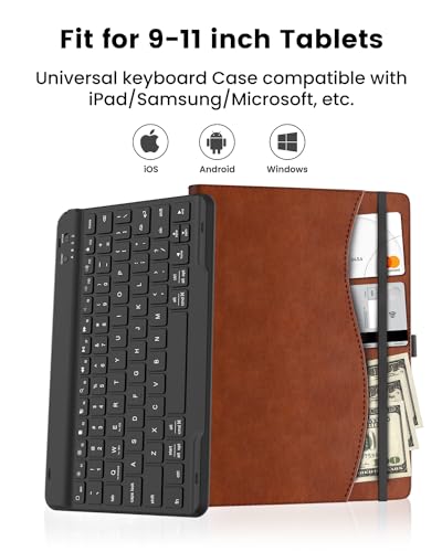 Opakit Leather Keyboard Case For 9 Inch,9.7 Inch,10.1 Inch,10.2 Inch,10.5 Inch,10.9 Inch,11 Inch Tablets,7 Colors Backlit,Bluetooth Wireless Keyboard With Pocket Leather Folio Cover thumb #1