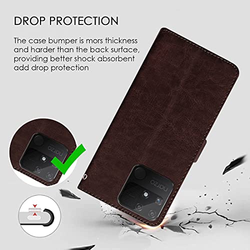 Image of Amazon Brand - Solimo Flip Leather Mobile Cover (Soft, Flexible & Kickstand Back case) Compatible for Realme Narzo 50A (Coffee)