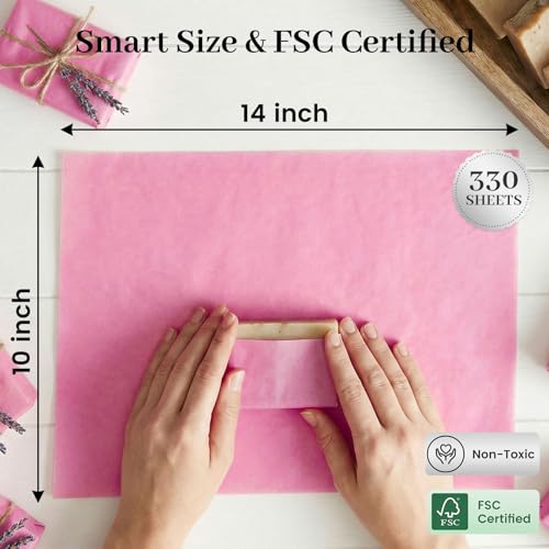 Image of Koogel 330 Sheets Pink Tissue Paper, 14 X 10 inches