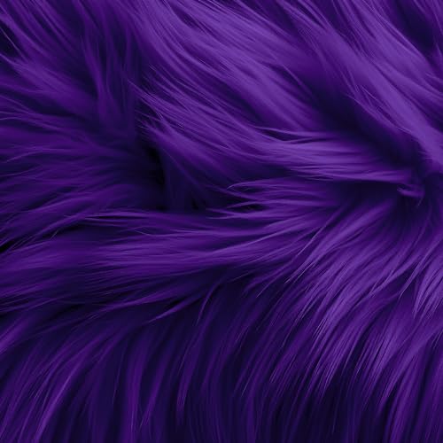 FabricLA Shaggy Faux Fur Square - 4' X 4' Inches Pre-Cut - Use Fake Fur Fabric for DIY, Craft Decoration, Fashion Accessory, Gnome, Hobby - Purple Fur Fabric