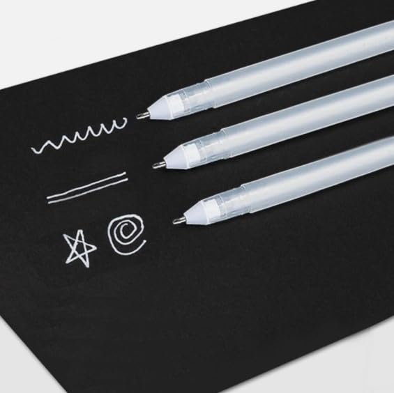Image of like it Fine Point White Gel Pens For Artists With 0.8mm Nibs,White Rollerball Pens for Black Paper,Sketching,Drawing, adult coloring books Pack of (4)