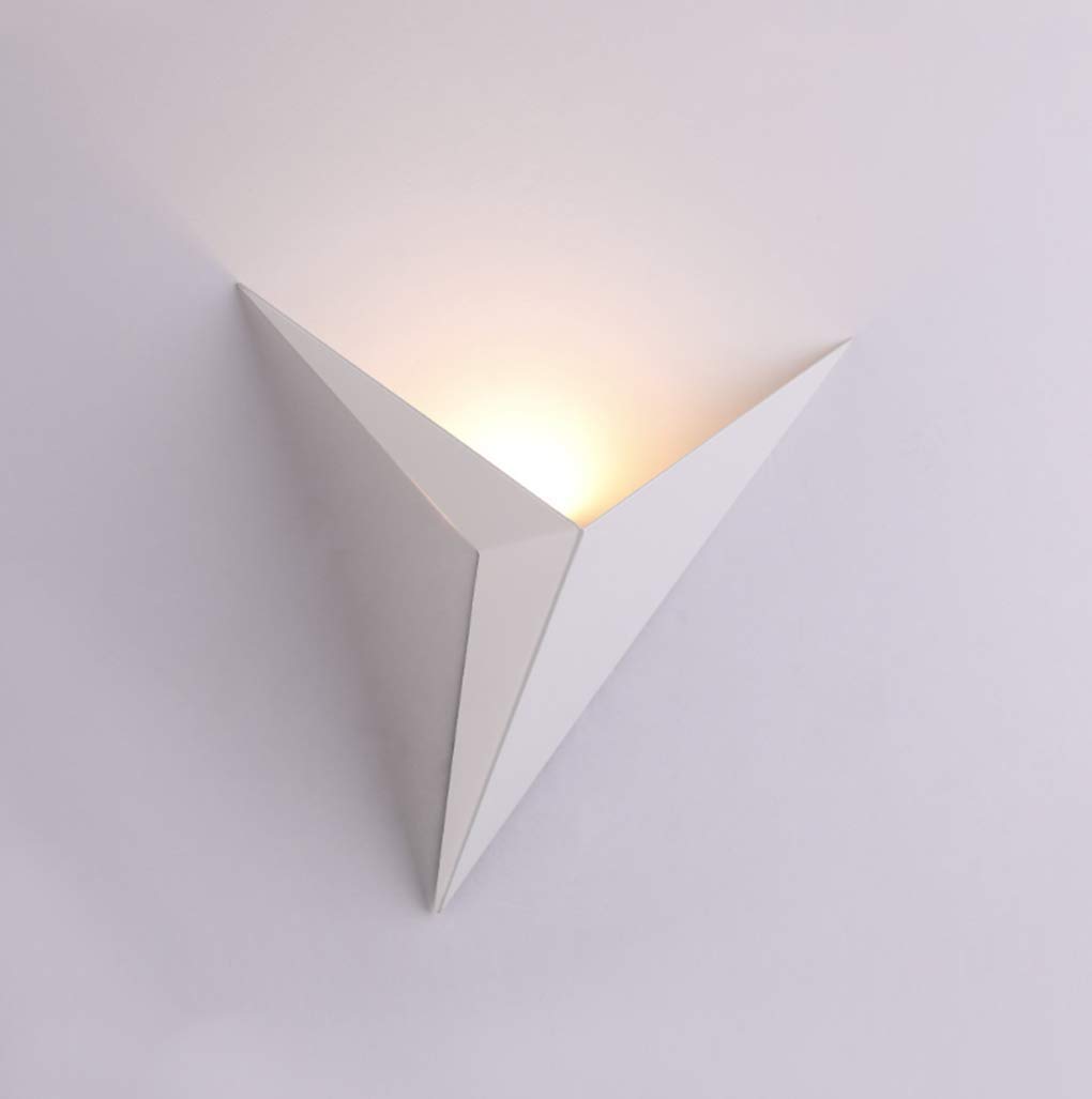 SSNCcNC White, Wall lamp Indoor LED 3W Warm White Creative Triangle Art Wall Lights More Elegant Modern Wall lamp Metal Lampshade Bedroom Living Room to Study Hotel Hall
