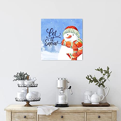 Panneau en bois de ferme Let It Snow avec impression primitive durable 40cm - 8
