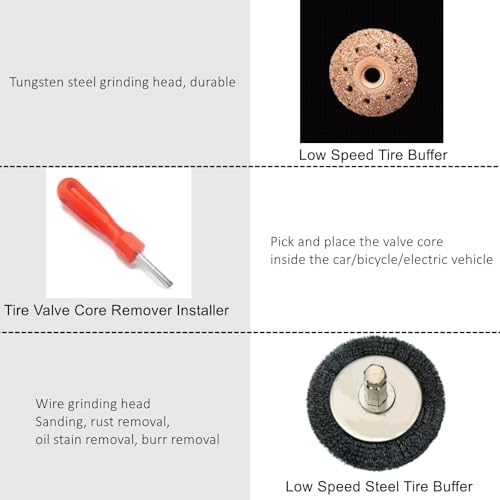 Image of Tire Repair Set with Toolbox, Low Speed 2200rpm Air Tire Grinder and 3 /8 inch Pneumatic Reversible Air Drill, 11 Pcs Tire Patch Tools include Buffing Wheel, Tire Reamer Drill Bit, Manual Tool Set