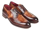 Dessus en cuir de veau peint à la main marron bicolore. Semelle en cuir bruni naturel. Chaussures habillées à bout en amande style Derby pour homme. Doublure et semelle intérieure en cuir bordeaux. Produit fabriqué sur mesure. Veuillez prévoir 15 jours pour la livraison. Parce que nos chaussures sont peintes à la main et créées au niveau de la couture, chaque chaussure aura une teinte et un vernis uniques, et la couleur peut différer légèrement de l'image.