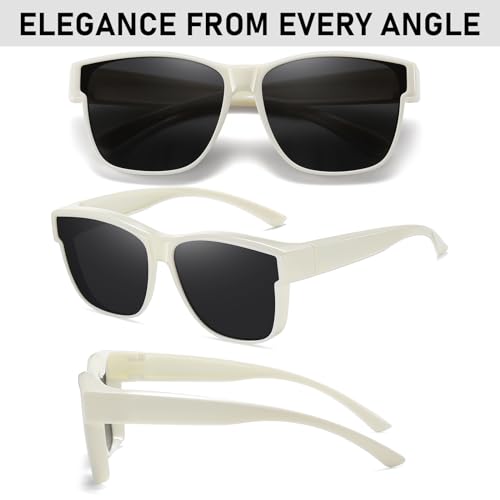 Image of GEGURI Polarized Sunglasses Fit Over Glasses for Men Women, Oversized Square Sun Glasses UV400 Protection Shades