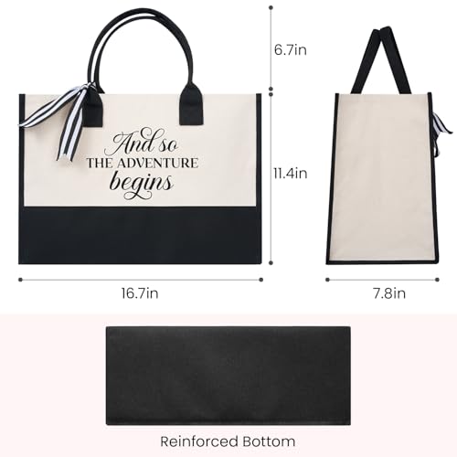 Image of BAGAIL Initial Tote Bag, Personalized Birthday Gifts for Women, Teacher, Friends, Mom, Wedding, Monogrammed Beach Bag