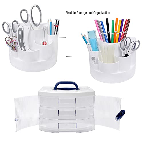 SINGER Sew-It-Goes Spin & Go Multipurpose Sewing Storage Container and Craft Organizer with Removable Drawers, Built-in Peg Board - Thumbnail 5