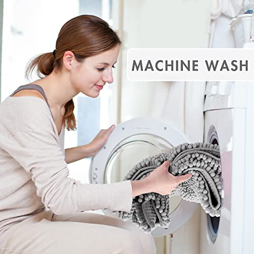 Yimobra Badezimmerteppich-Set, 2-teilig, luxuriöse, flauschige Chenille-WC-Teppiche, U-förmig, für Badezimmer, weiche… – Bild 6