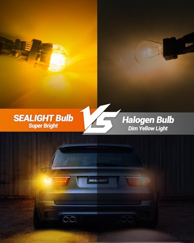 SEALIGHT 3156 3157 LED Bulb Amber Yellow with External Resistor,3056 3057 4057 4157 Super Bright T25 Bulbs 3020SMD with HD Projector for Front Rear LED Turn Signal Blinker Marker Parking Lights,2PCS - Image 5