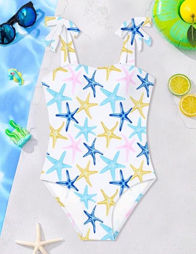 Image of Girls Swimsuit One Piece Casual Color-Block Adjustable Straps Girls Bathing Suit Swimwear 9-16T