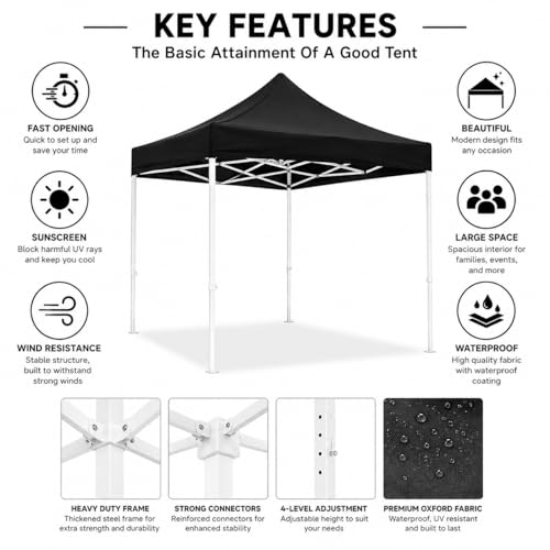 Image of Gazebo Tent Portable Popup Foldable Canopy 10x10 Ft Shelter for Event, Advertisement, Promotion, Exhibition, Market Stall, Waterproof Outdoor Gazebo Tent, Heavy Duty Frame (10x10 Feet, Blue)
