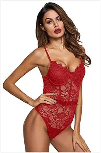 Amazon OGRES See Through Lingerie V Neck Floral Lace Babydoll Sexy 