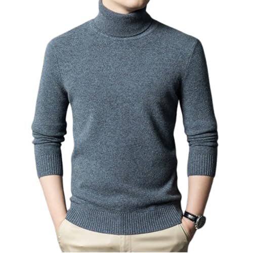 Men's 100% Wool Turtleneck Sweater,Slim Fit Long Sleeve Thermal Knit Pullover,Ribbed Hem Business Casual Winter Top