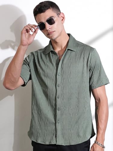 Image of Thomas Scott Men Polyester Blend Solid Oversized Fit Shirt