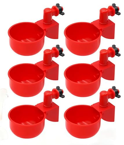 Image of Bethlehem Automatic Chicken Water Cups, Poultry Water Feeder Suitable for Chicks, Duck, Goose, Turkey and Bunny, Poultry Water Feeder Kit (Pack of 6)