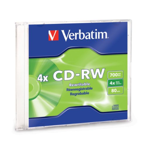 Verbatim 95117 700 MB 2x-4x 80 Minute Silver Rewritable Disc CD-RW, 1-Disc Slim Case #1