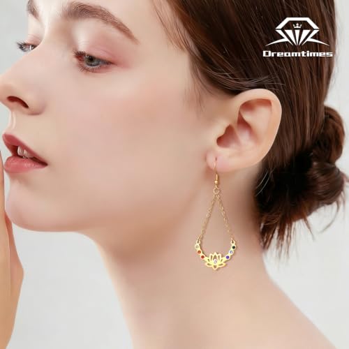 7 Chakra Pendant Earring Lotus Flower Earrings Yoga Meditation Earring by Dreamtimes - Used condition - Image 3